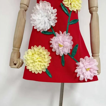 Floral Fusion 3D Print Dress