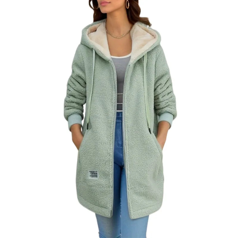 Mid-Length Zipper Jacket with Embroidered Lettering