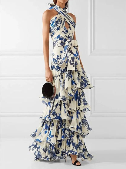Floral Desire Ruffle Halter Dress
