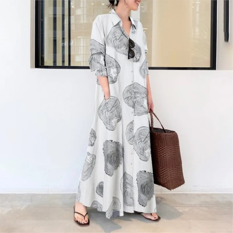 Rustic Grace Cotton Shirt Dress