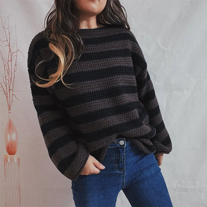 Stripe Haven Loose Knit Sweater