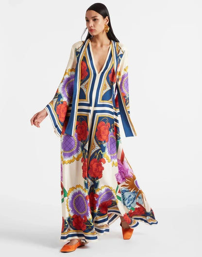 Vintage Muse Printed Maxi Dress