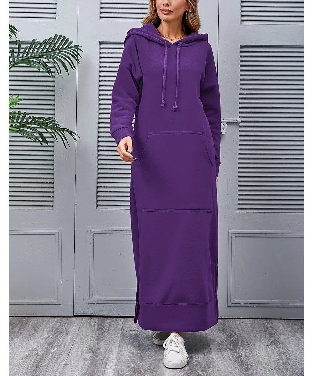 Hooded Sweater Dress with Pockets