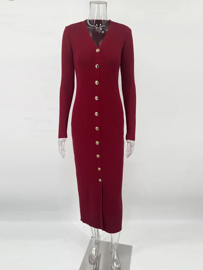 Tossy V-Neck Ribbed Knit Dress
