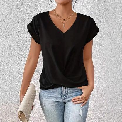 Irregular Knot V-Neck Tee