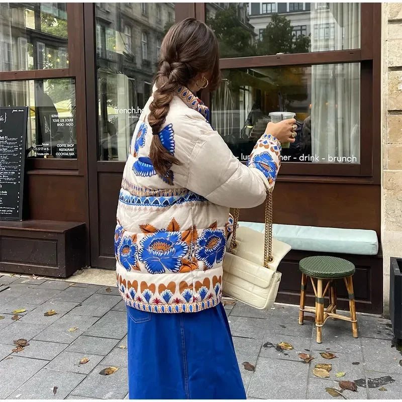 Vivid Charm Printed Lapel Jacket