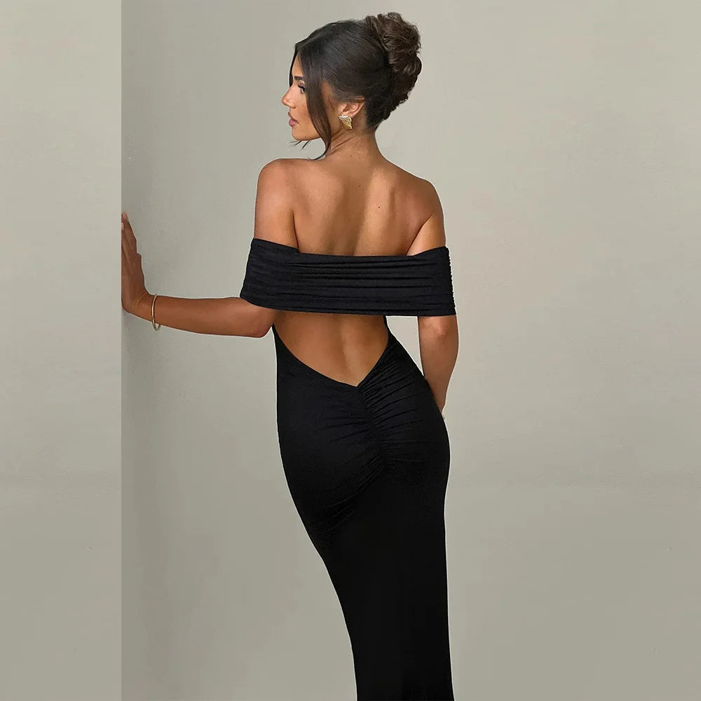 Sexy Strapless Backless Bodycon Maxi