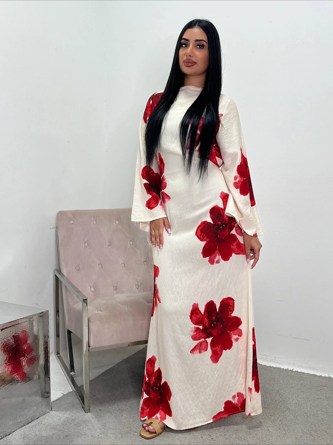 Floral Grace Modest Kaftan Dress