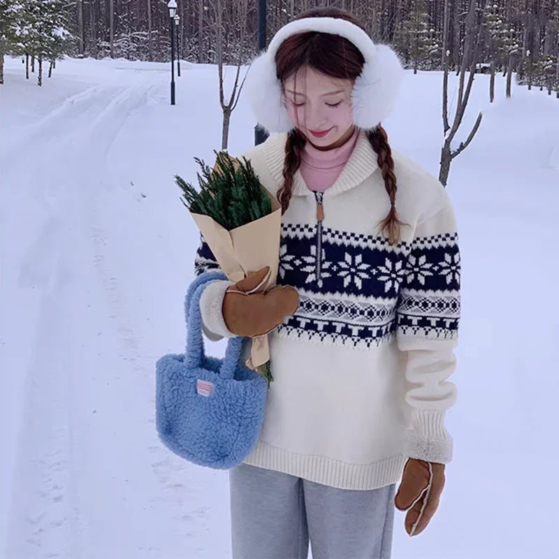 Retro Jacquard Knitted Pullover