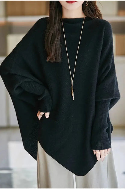 Batwing Sleeve Irregular Knit Sweater