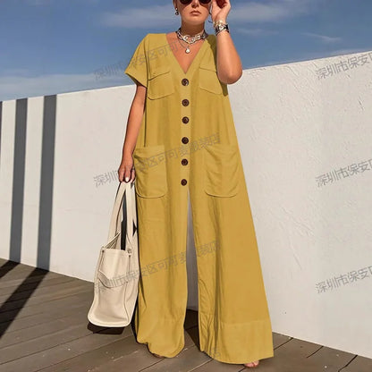 Effortless Edge V-Neck Jumpsuit