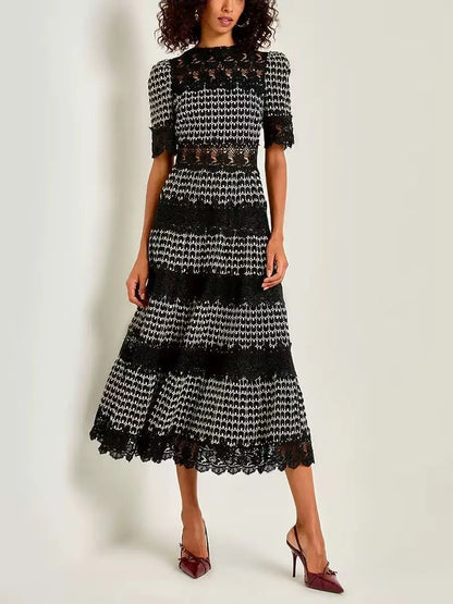 Crimson Charm Tiered Midi Dress
