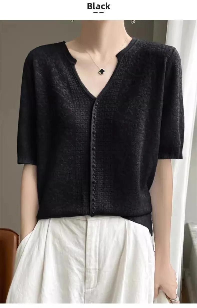 V-Neck Knitted Summer Top