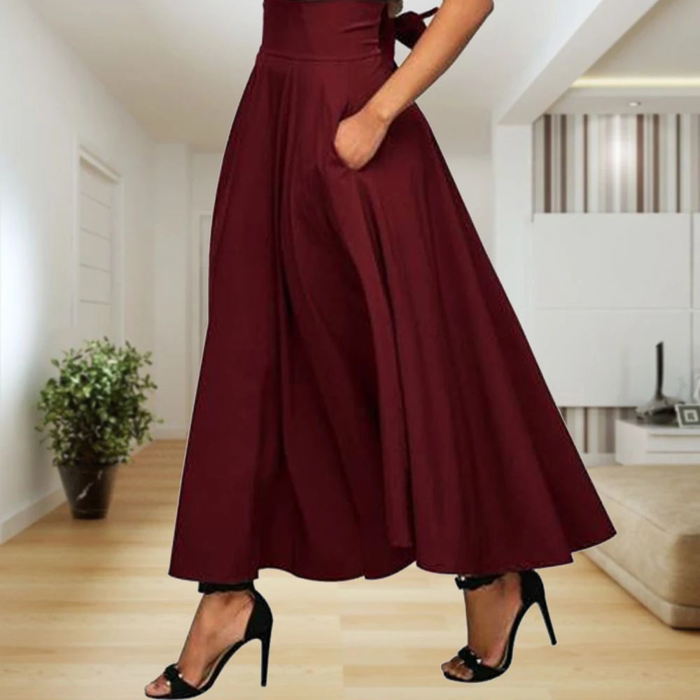 Satin Whirl High Waist Maxi Skirt