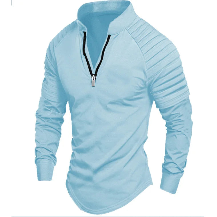 Half-Zip Stand Collar Polo Shirt