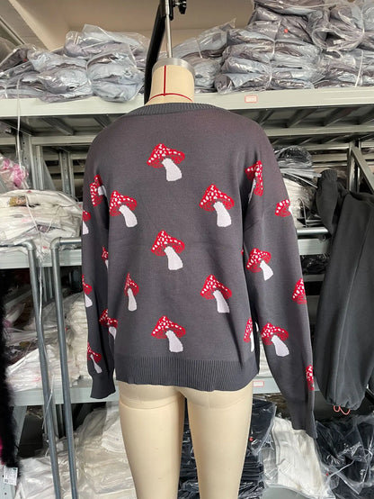 Whimsical Mushroom Knit Sweater