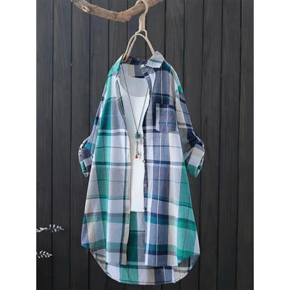 Plaid Charm Oversized Lapel Shirt