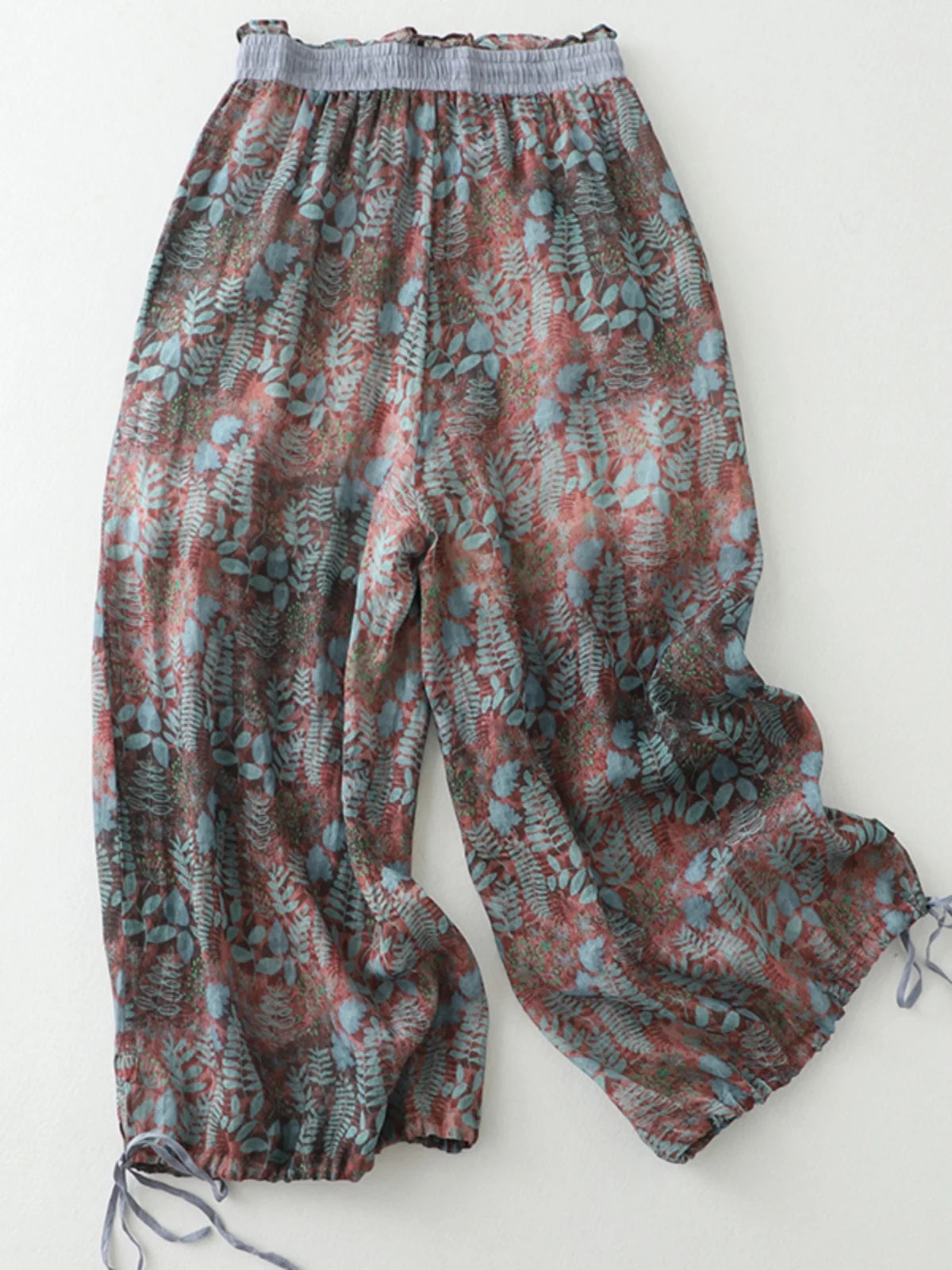 Cotton Linen Printed Slim Fit Pantss