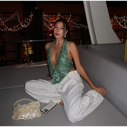 Starlit Glow Sequin Top