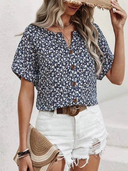 Floral Button Beach T-shirt