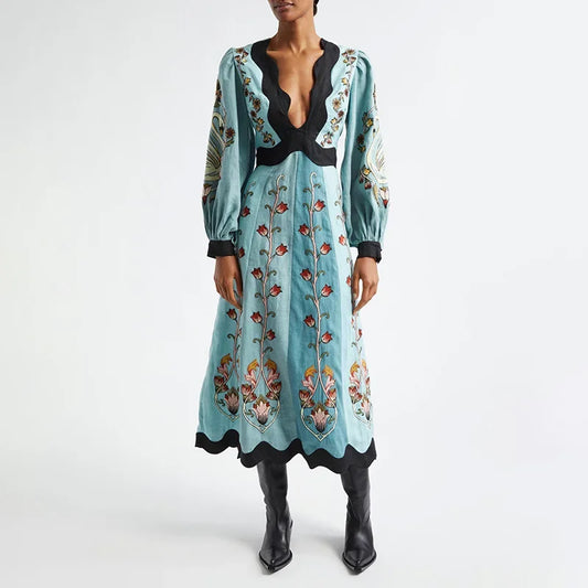 Chic Patchwork Floral Maxi Dress