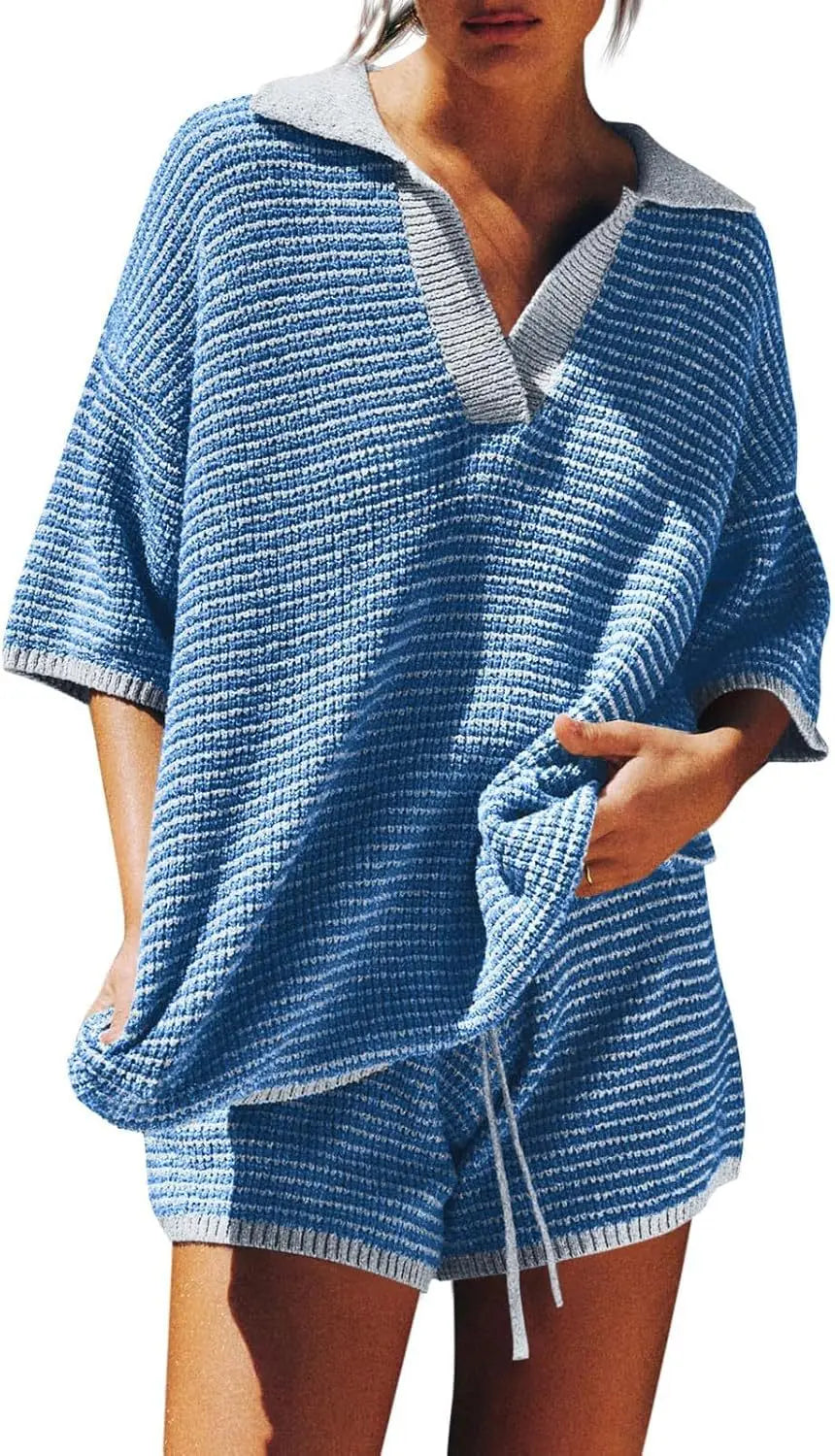 Coastal Stripes Knit Lounge Set