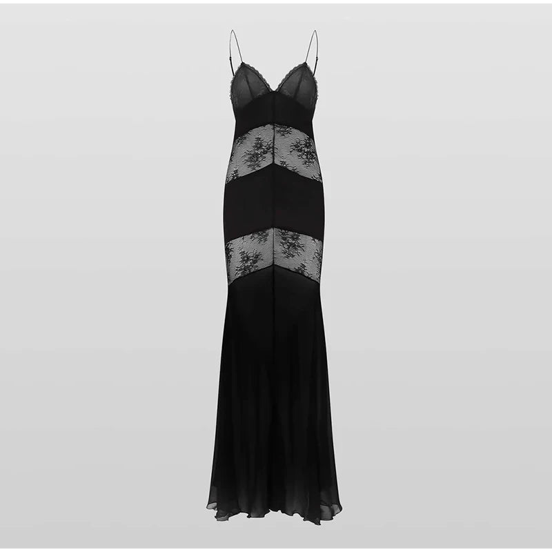 Sexy Lace Backless Maxi Dress