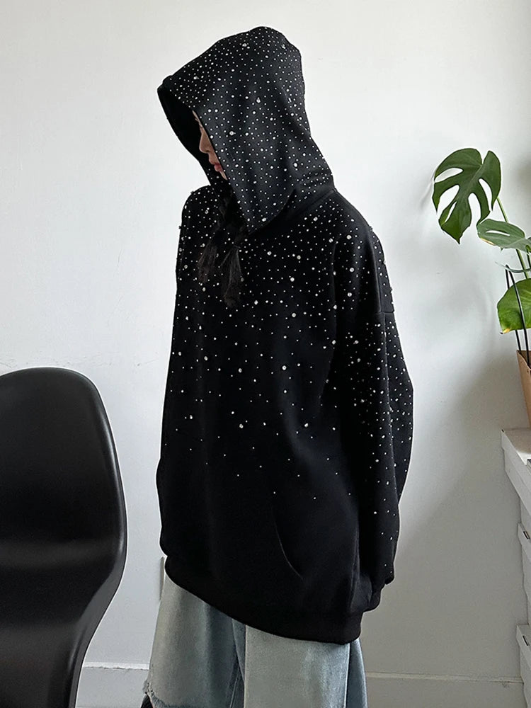 Black Rhinestone Sparkle Hoodie