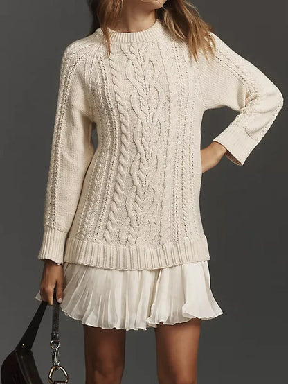 Cozy Knit Pleated Sweater Skirt Set