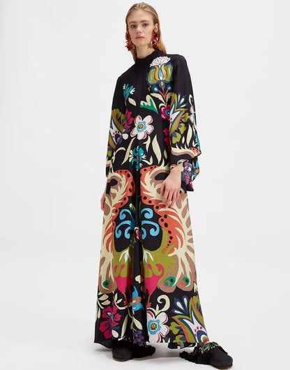 Vintage Muse Printed Maxi Dress