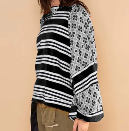 Vibrant Floral Stripe Hoodie