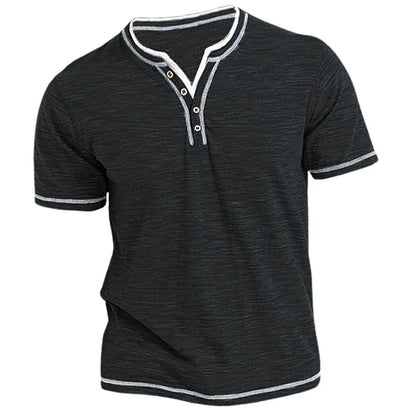 Cotton Ease V Neck Henley Tee Men