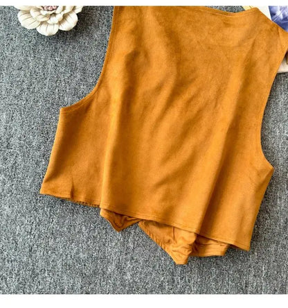 Retro Khaki Embroidered Travel Vest