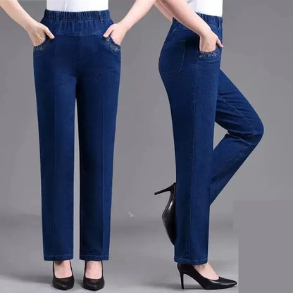 Blossom Ease Embroidered Mom Jeans