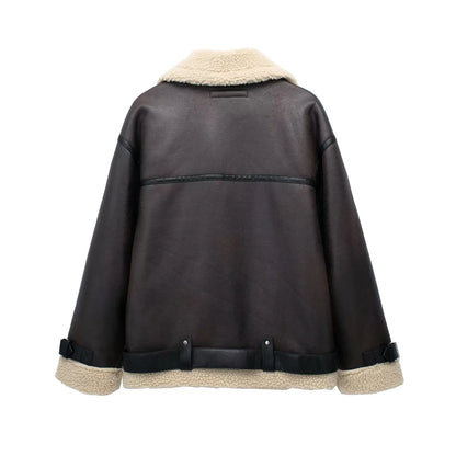 FurEdge Moto Style Faux Fur Jacket