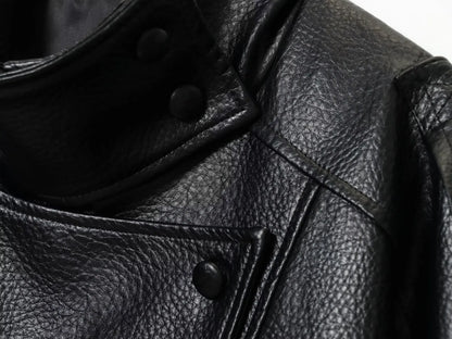 Women's Faux Leather Jacket – Loose Fit Stand Collar Winter Coat