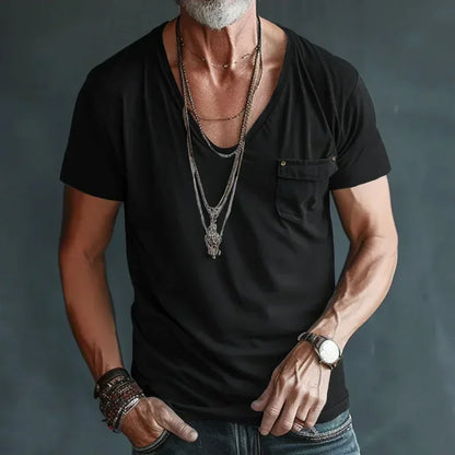 Men’s U-Neck Solid Casual T-Shirt