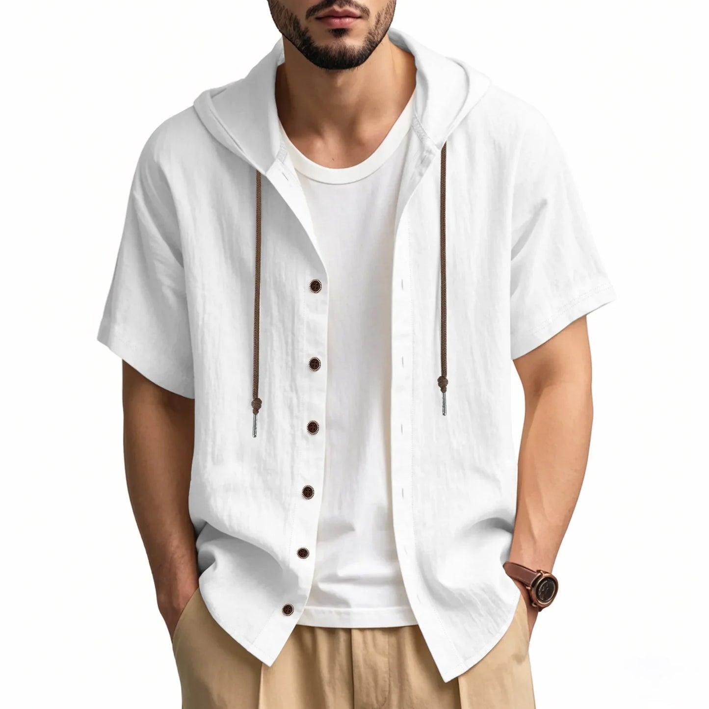 Lightweight Linen Hooded Summer Shirt