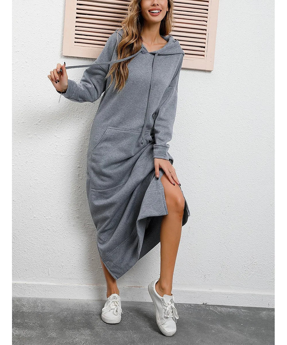 Hooded Sweater Dress with Pockets