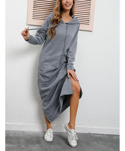 Hooded Sweater Dress with Pockets