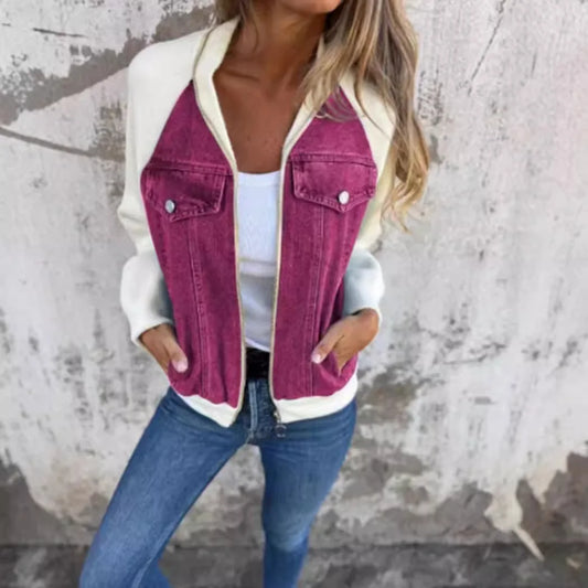 Cozy Patchwork Woolen Zip Jacket