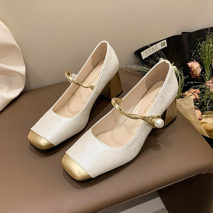 Elegant Charm Block Heel Pumps