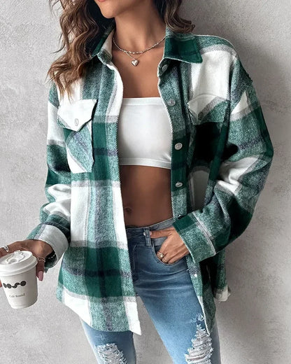 Cozy Plaid Button-Up Shacket