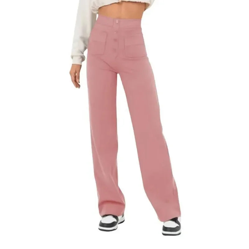 Buttoned Straight-Leg Cargo Pants