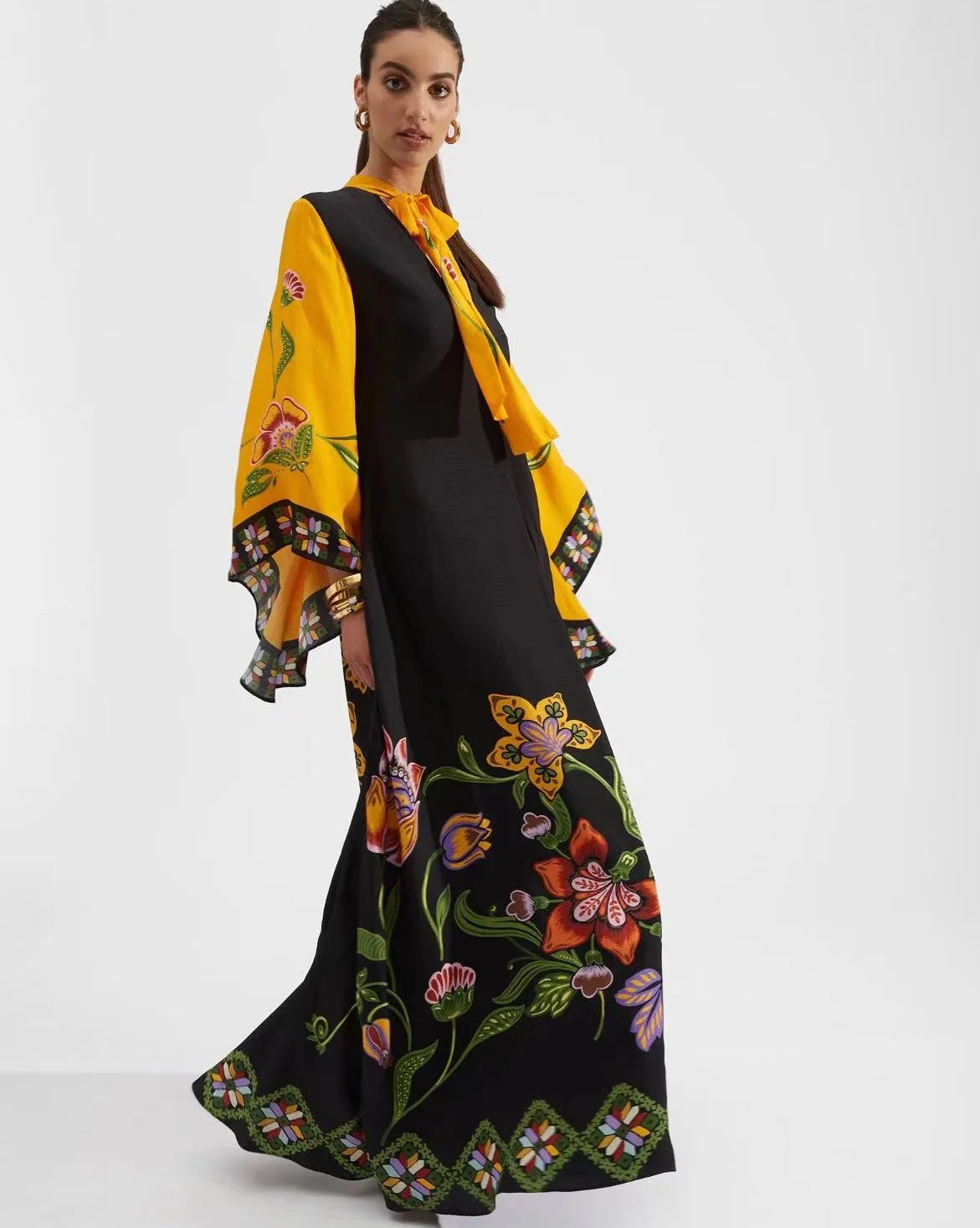 Vintage Muse Printed Maxi Dress