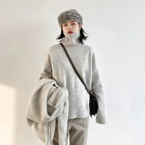 Women's Loose-Fit Turtleneck Knit Sweater