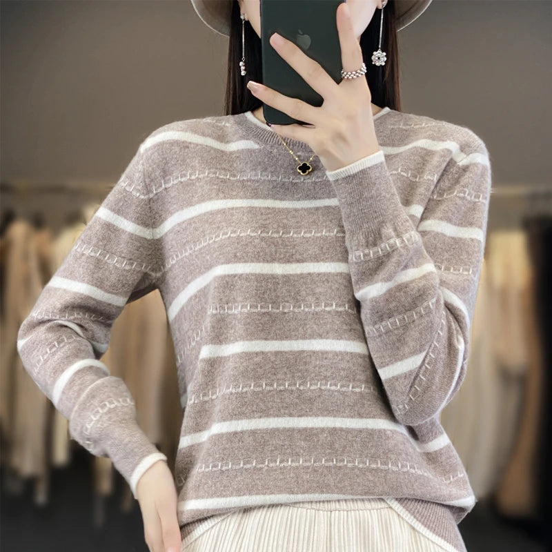 Women’s Striped Cotton Pullover Sweater