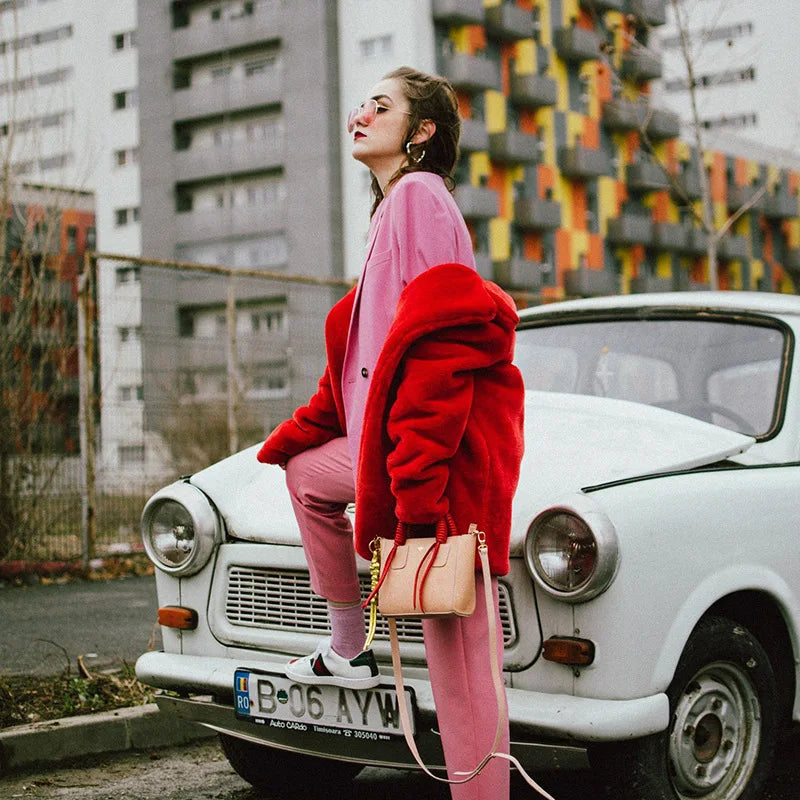 PlushLuxe Long Lapel Fur Coat
