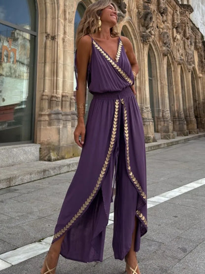 Golden Hour Elegance V-Neck Romper