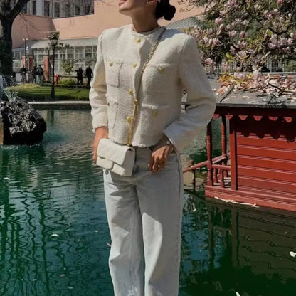 Gold Button Tweed Jacket